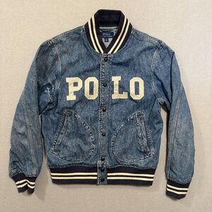 Polo Ralph Lauren Demin Bomber Preppy Ivy League Varsity Jean Jacket Men Medium